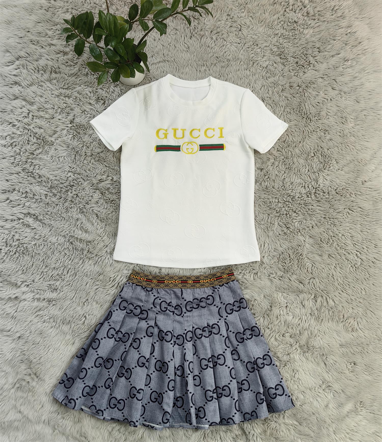 Women Print Short Sleeve  Top and Skirt Two Piece Set