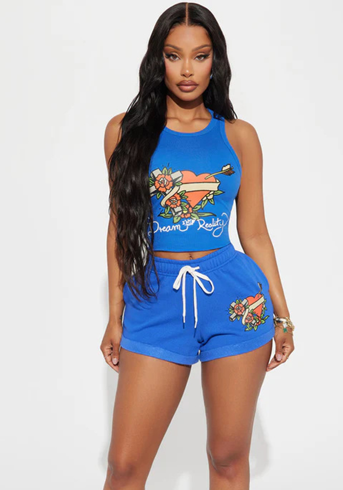 Print Camisole and Casual Shorts Set