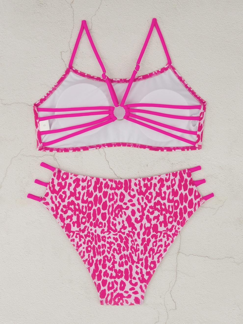 Sexy Leopard Print Two-Piece Bikini Swimsuit for Women