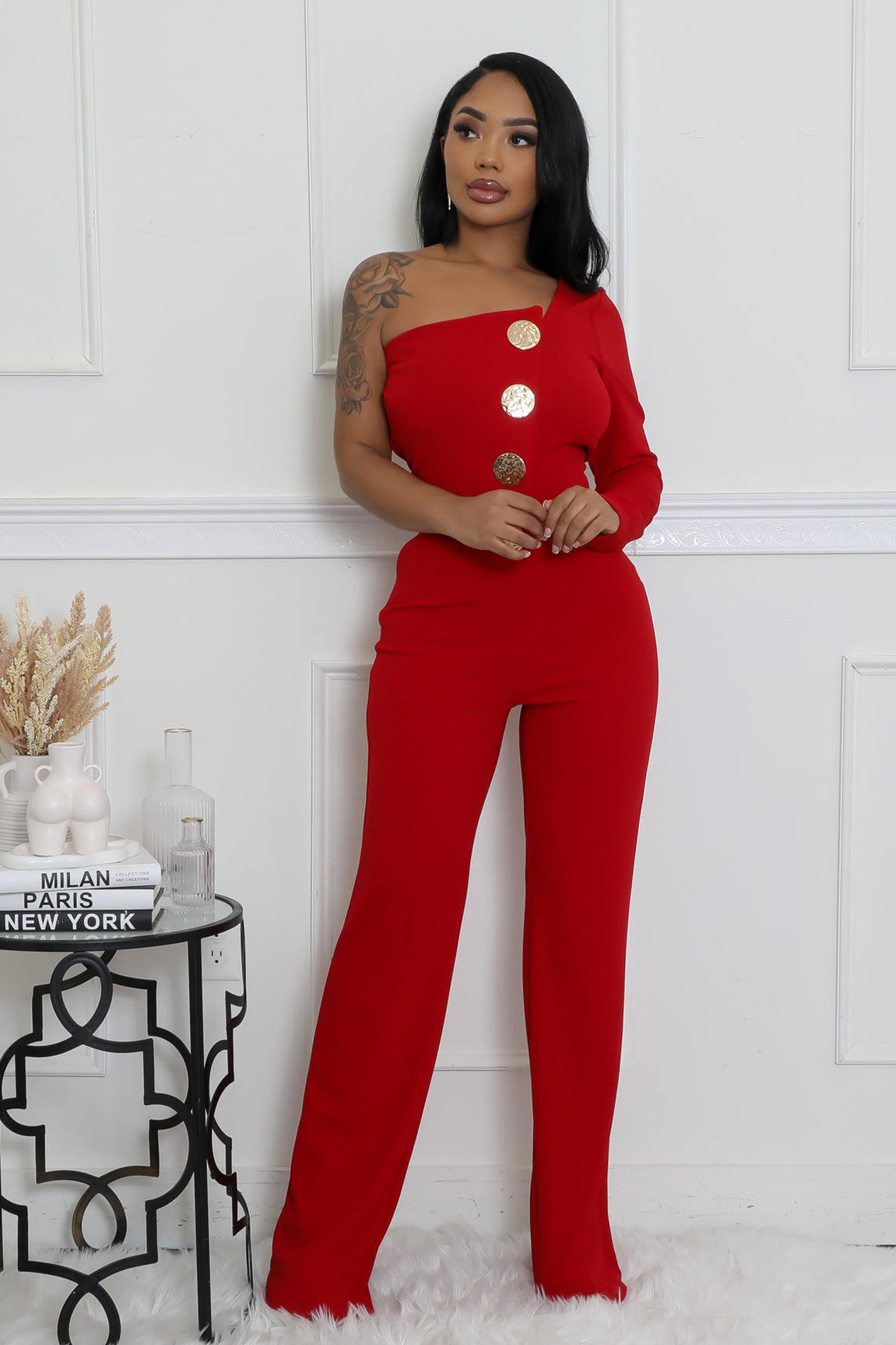 Women Sexy One Shoulder Long Sleeve Jumpsuits