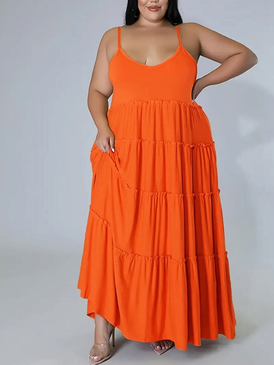 Plus Size Women Casual Summer Suspender Dress