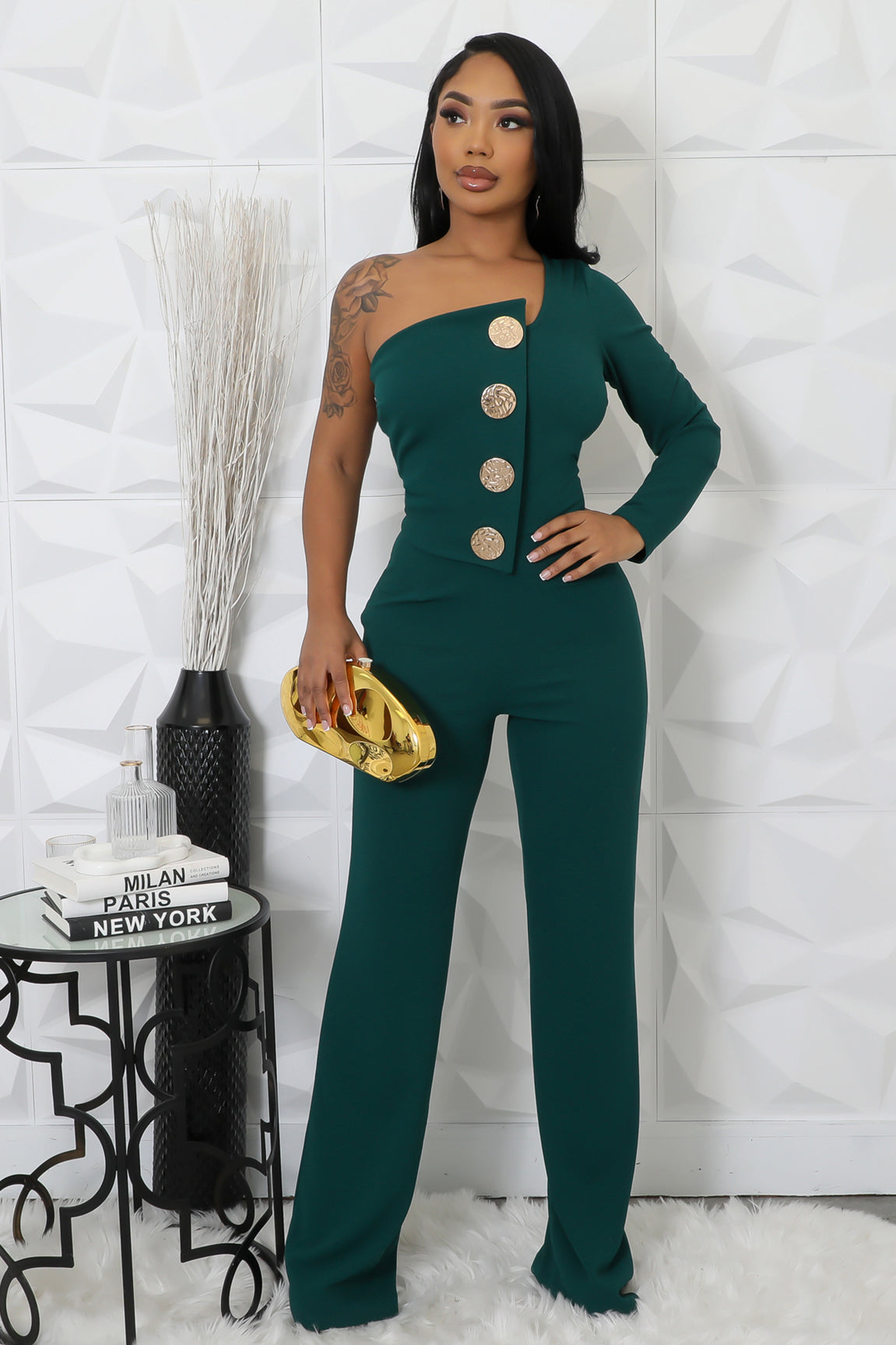 Women Sexy One Shoulder Long Sleeve Jumpsuits