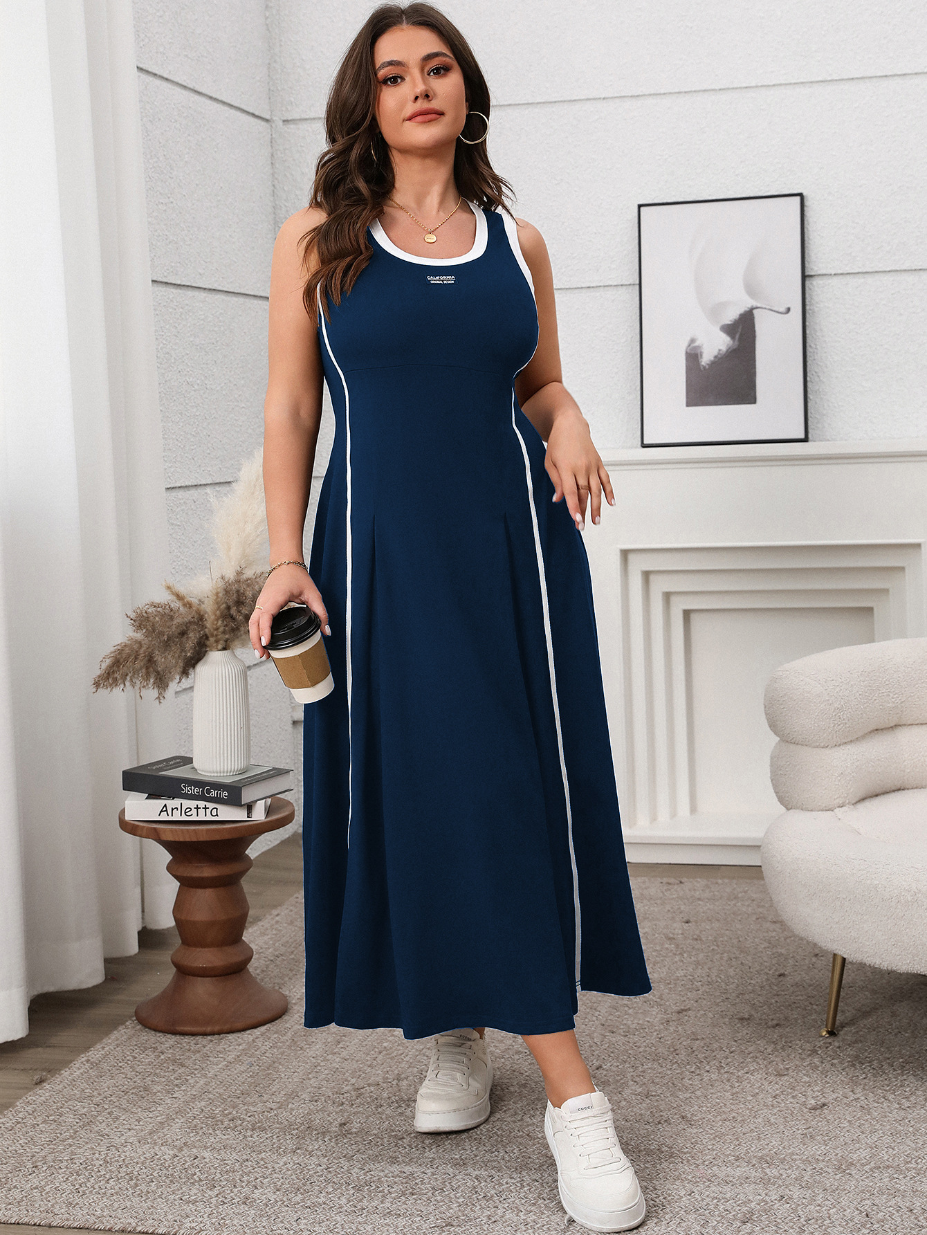 Women's Spring/Summer Plus Size Casual Strap Long Dress