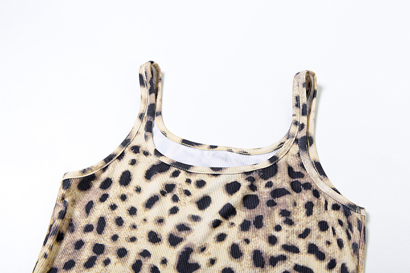 Women's Spring Leopard Print Slim Fitted Camisole and Casual Shorts Set