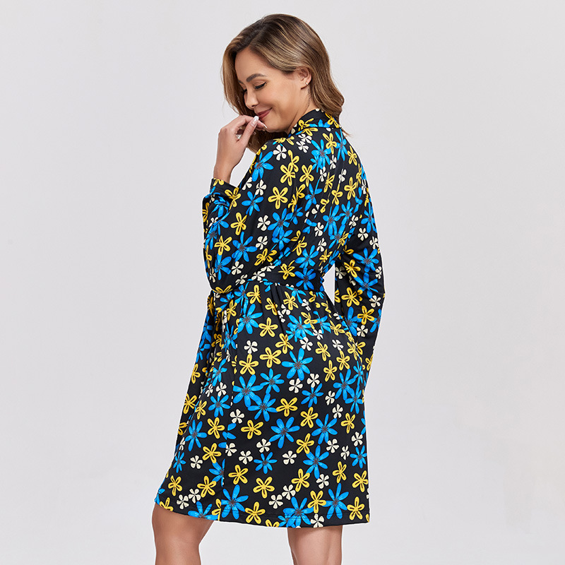 Women Printed Long Sleeve Lace Dress