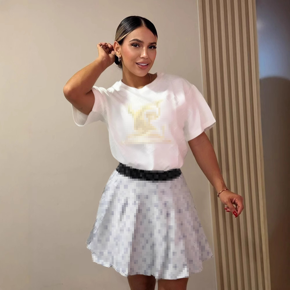 Women Print Short Sleeve  Top and Skirt Two Piece Set